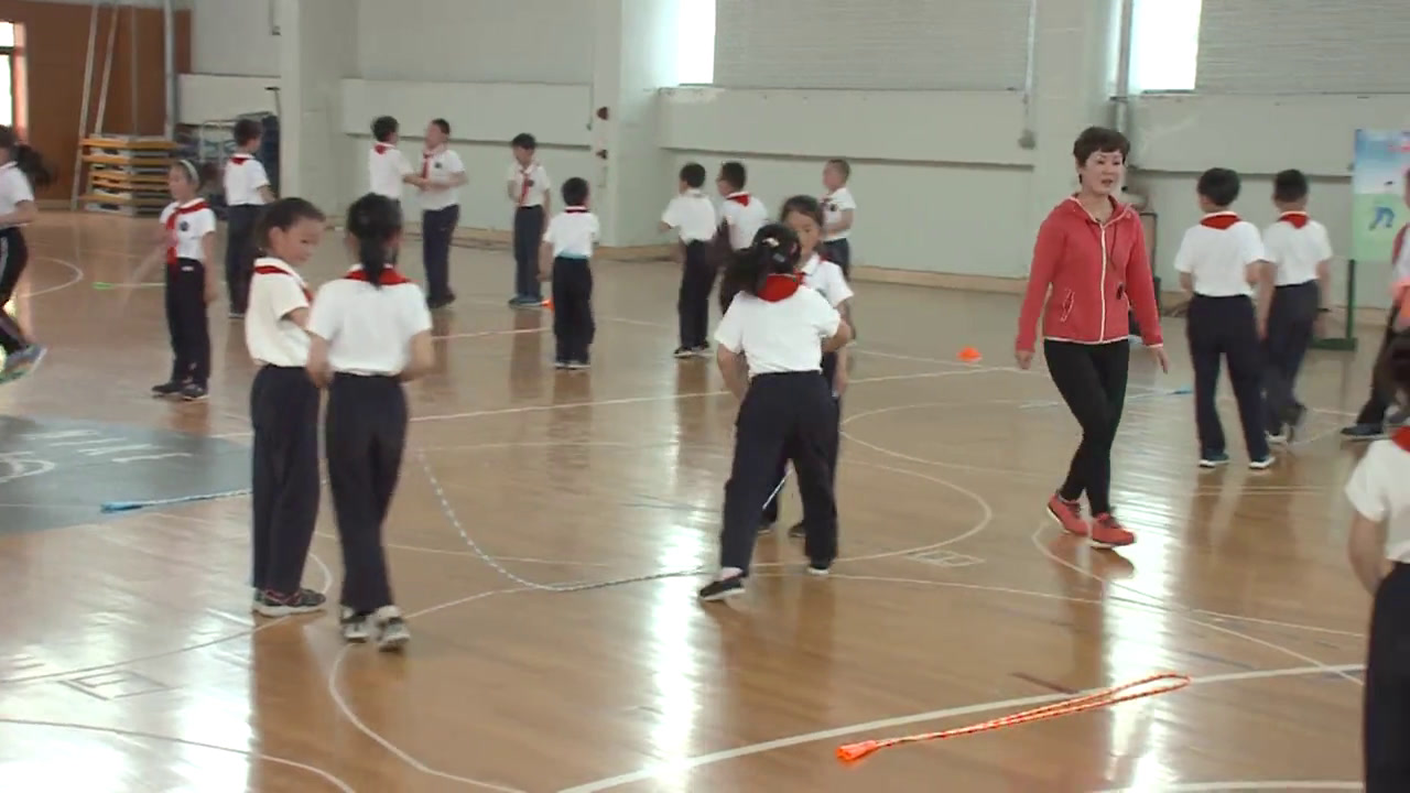 1.人教2011版体育与健康一至二年级《4.原地两脚依次跳长绳》全国一等奖